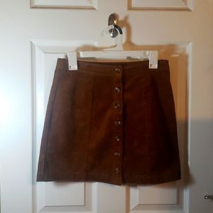 Corduroy Button-Front Mini Skirt